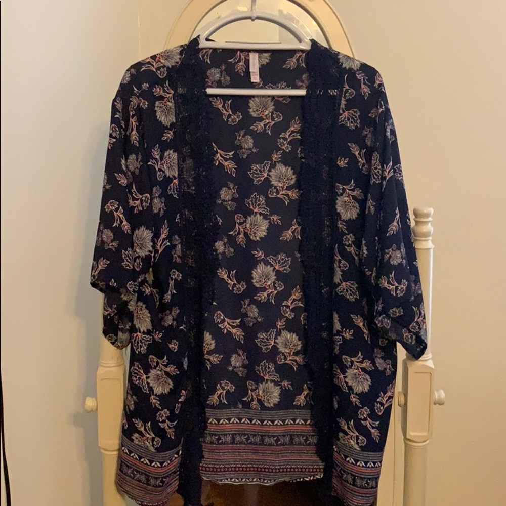 Navy flower Print Cardigan